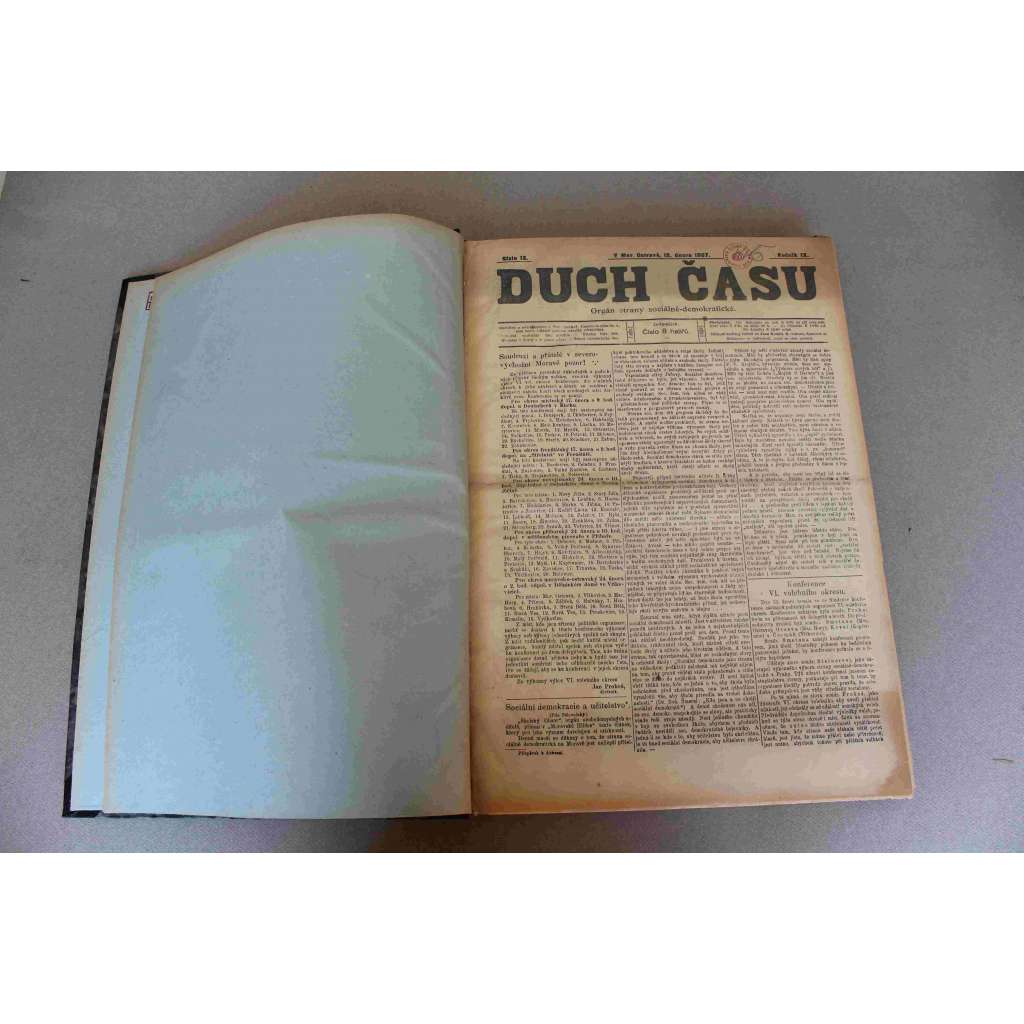 Duch Času. Časopis Československé sociální demokracie pro Moravu a Slezsko 1907, roč. XXIII. (noviny, Sociální demokracie, mj. Francie a Vatikán, Tábor lidu - Vítkovice, Volby - sociální demokracie, Příborsko-Novojicko)