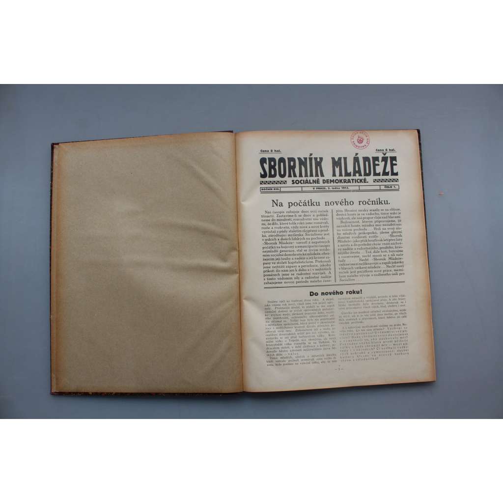 Sborník mládeže sociálně demokratické 1913, ročník XIII. (časopis, politika, sociální demokracie, mj. Persekuce, Monarichsm a republika, Karel Marx, August Bebel zemřel; ilustrace K. Kollwitz, A. Kašpar)