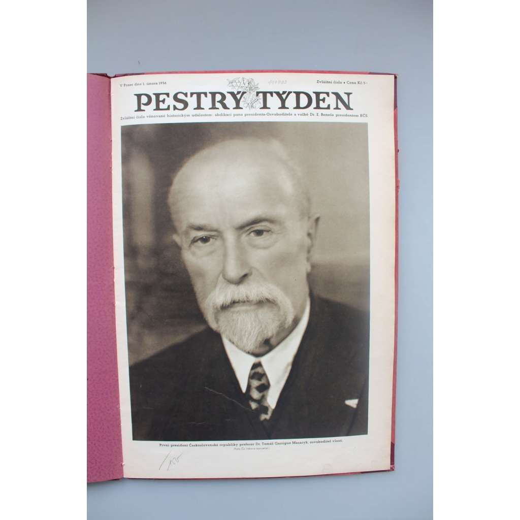 Pestrý týden 1937, 1.2.1936 (časopis, první republika, abdikace Tomáš G. Masaryk, volba prezident Edvard Beneš, fotografie, hlubotisk)