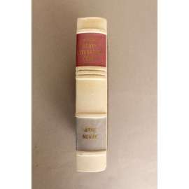 Stručné dějiny literatury české (literární věda, historie, mj. Období husitské, Období pobělehorského baroka, LIteratura národního obrození, Klasicismus, Romantismus, Vrchlický, K. H. Mácha, Němcová, Neruda; polokožená vazba - vazba kůže)