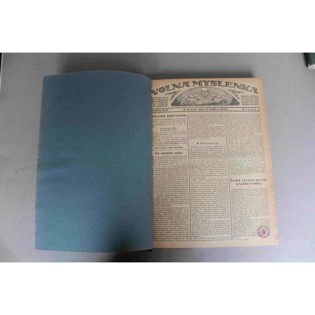 Volná Myšlenka 1923, ročník XIV (časopis, politika, ateismus, mj. Atentát - A. Rašín; Lurdská sv. Panna na Slovensku, August Comte, Legionáři a klerikalismus, Jsme národ Husův! I když nevěříme!, Církevní škola je neštěstím národa)