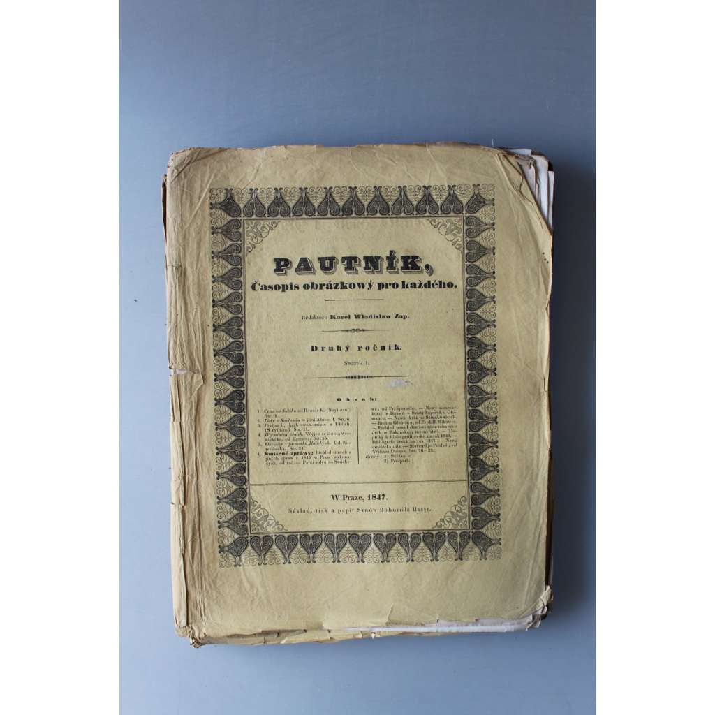 Pautník. Časopis obrázkový pro každého 1847 (Poutník, časopis, beletrie, mj. Cesta na Sněžku, Wideň, c. k. hlavní a sídelní město; Listy z Kaplandu; Mikulov, město w Morawě; Procházky od Labe ke Mži; Wyjimky z cest po Turecku a Řecku; Liberec