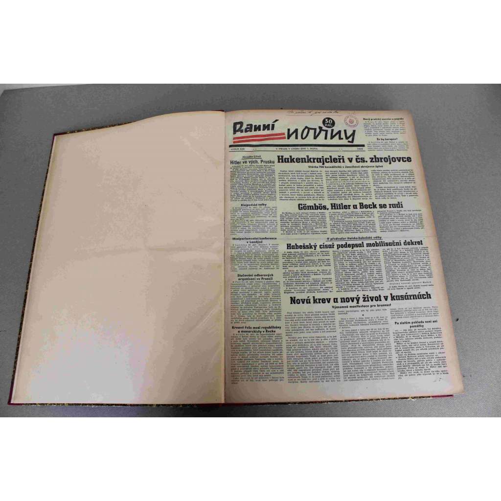 Ranní noviny 1935 (říjen-prosinec) (noviny, deník, první republika, mj. Gömbös, Hitler a Beck se radí, Habeš udatně odolává, Italie a Anglie na habešské frontě, T.G. Masaryk se loučí, Ed. Beneš presidentem)