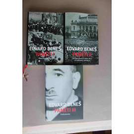 Edvard Beneš. Paměti 1938-45, 1,2 a 3 díl (prezident a politika ČSR, druhá světová válka, mj. Mnichovské dny, Od Mnichova k nové válce a k novému vítězství, Dokumenty; věnování [Jiří Paroubek] a podpis L. Rouček)