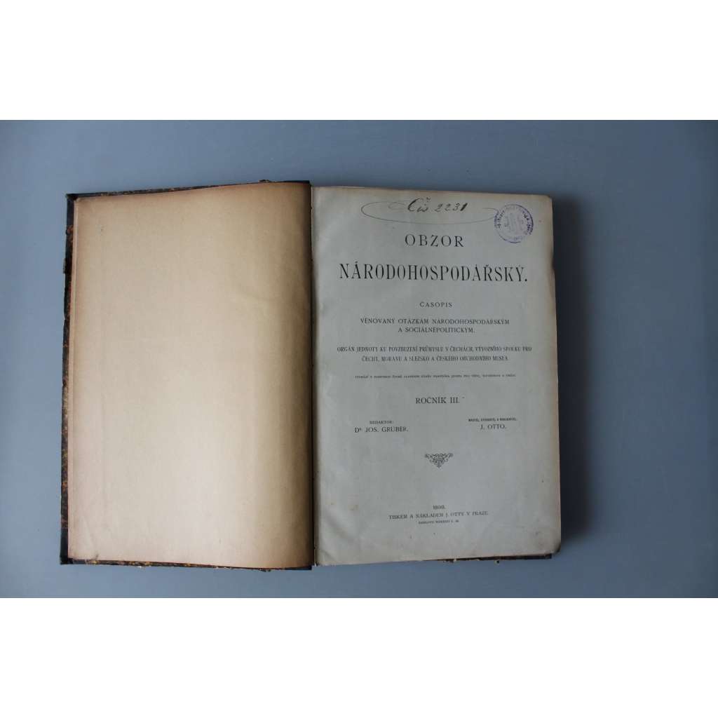 Obzor národohospodářský 1898, roč. III. (časopis, ekonomie, hospodářství, mj. Výroba dýmek v Proseči a okolí; Alfons Mucha a jeho dekorativní práce; Domácký průmysl tkalcovský v okolí Hlinska; Renta invalidní)