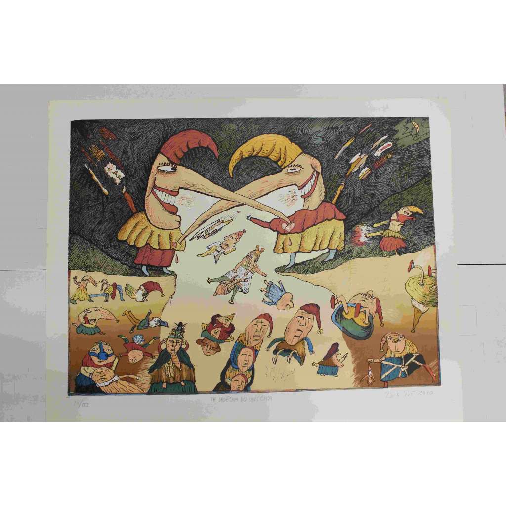 Ze srdíčka do srdíčka (grafika) - Poš Petr, ak. mal. (malíř, grafik) litografie, číslo 20/50, podpis Petr Poš Ze srdíčka do srdíčka (grafika) - Poš Petr, ak. mal. (malíř, grafik) litografie, číslo 20/50, podpis Petr Poš