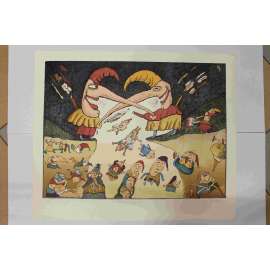 Ze srdíčka do srdíčka (grafika) - Poš Petr, ak. mal. (malíř, grafik) litografie, číslo 14/50, podpis Petr Poš HOL