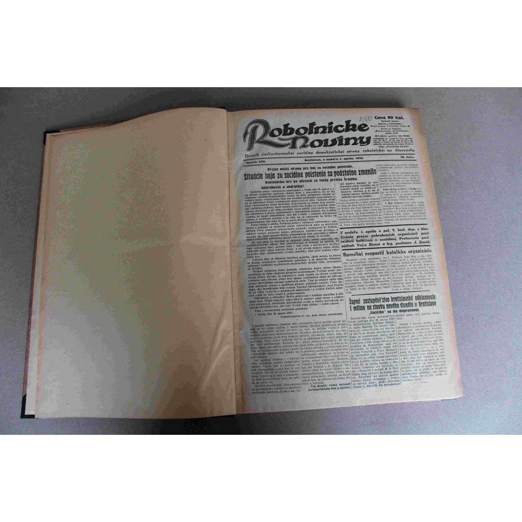 Robotnické noviny 1928, roč. XXV. (duben-červen) (noviny, deník, první republika, Slovensko, mj. Boj Tukov za dobytie ludovej strany, Slováci na Ostravsku, O kultúrnych otázkach na Slovensku [Hodža], Nový škandál Komunistov)