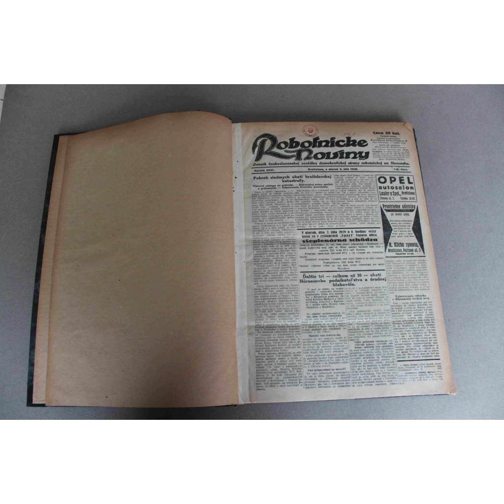 Robotnické noviny 1929, roč. XXV. (červenec-září) (noviny, deník, první republika, Slovensko, mj. Jak sme nažívali v Amerike, Vládná koalícia a úkol opozície, Válečný stav medzi Ruskom a Čínou?, Tuka - proces)