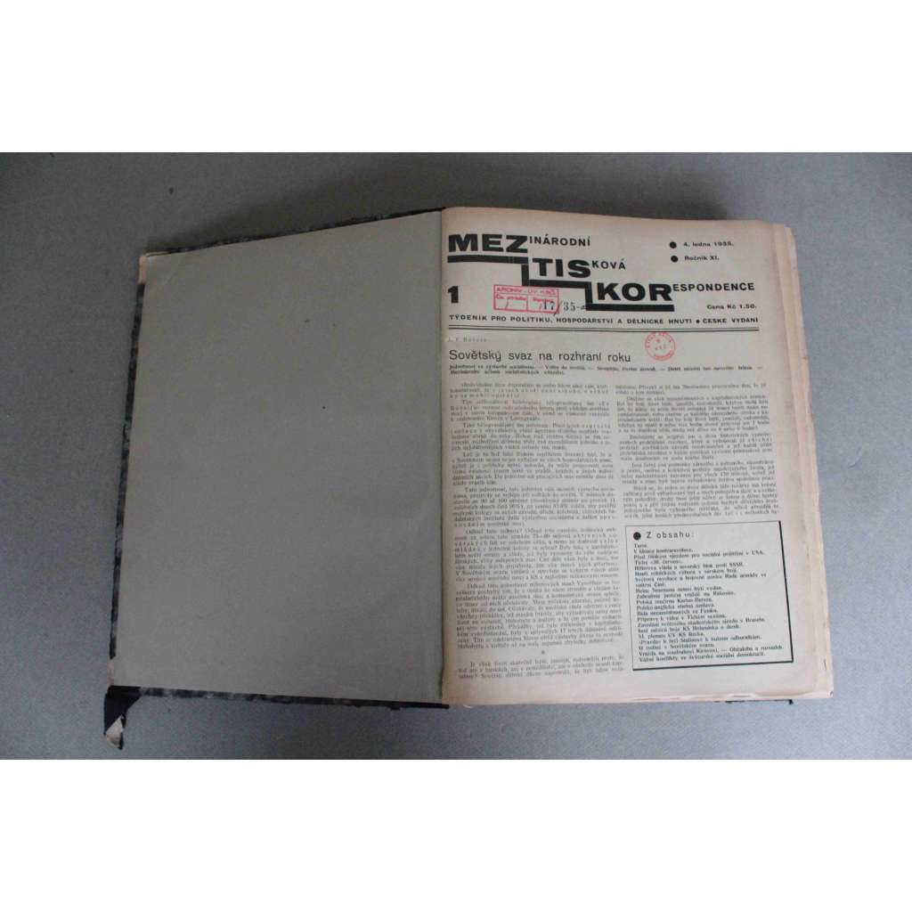 Mezinárodní tisková korespondence pro politiku, hospodářství a dělnické hnutí 1935. roč. XI (noviny, první republika, komunismus, mj. Tokio a Washington, Politická situace ve Španělsku, Hitlerův teror řádí!, Habeš a situace v Evropě) Mezinárodní tisková korespondence pro politiku, hospodářství a dělnické hnutí 1935. roč. XI (noviny, první republika, komunismus, mj. Tokio a Washington, Politická situace ve Španělsku, Hitlerův teror řádí!, Habeš a situace v Evropě)
