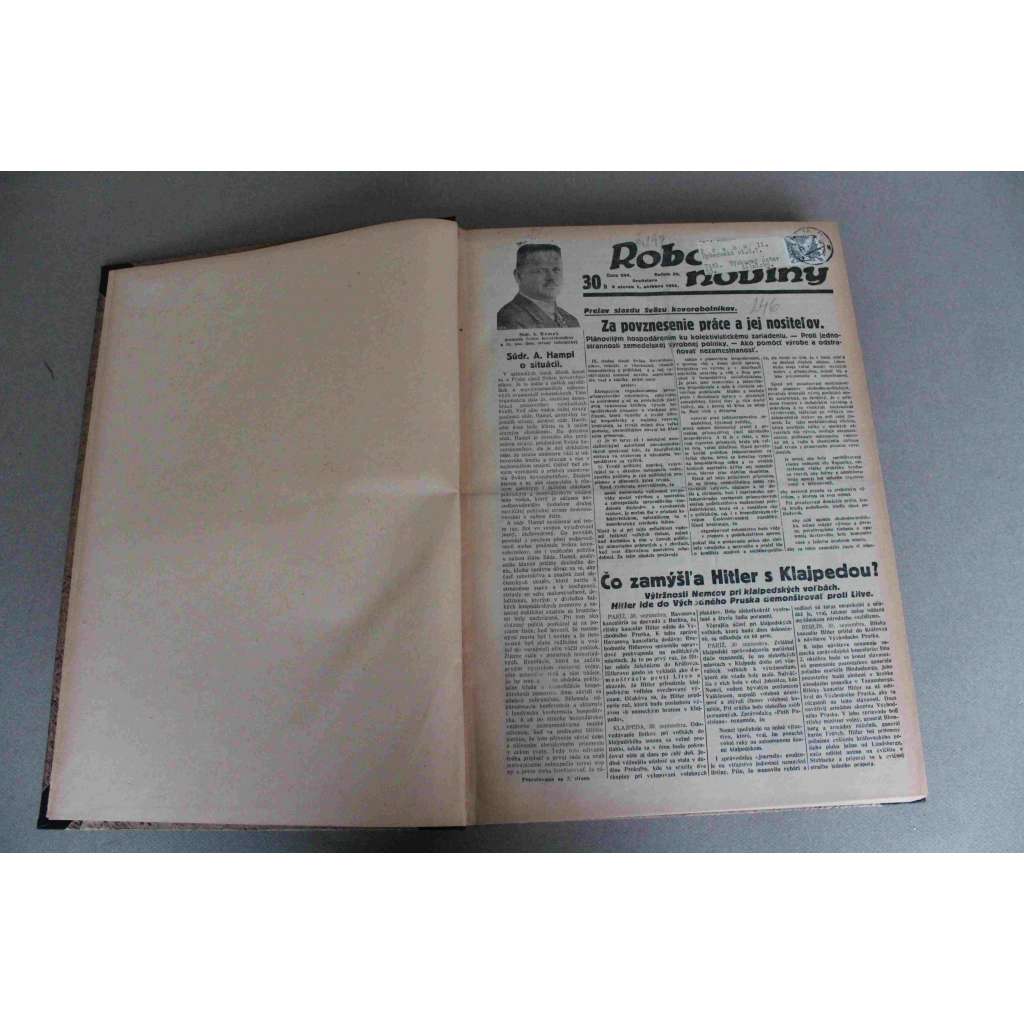 Robotnické noviny 1935, roč. 32 (říjen-prosinec (noviny, deník, první republika, Slovensko, mj. Zúrivé boje v Habeši, Mussolini, Nový Hitlerov pokus opanovat Rakúsko, K. štátnemu sviatku [Masaryk], Dr. E. Beneš novým prezidentom)