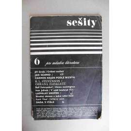 Sešity pro mladou literaturu 1966, č. 6 (časopis, literatura, poezie, mj. J. Gruša - Cvičení mučení; Padesát let Dada, A. Skoumal - Antibojótika; ilustrace Duchamp, Ernst, Man Ray, Arp, Schwitters)
