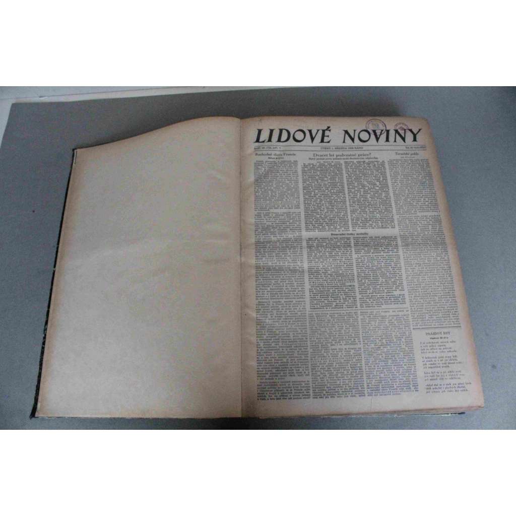 Lidové noviny 1938, roč. 46 (březen-duben) (deník, první republika, mj, H. Ripka - Rozhodné slovo Francie, Neklid rakouských nacistů, Göring hrozí letectvem, Chamberlain o ČSR, Rakousko připojeno k Německu [Anšlus, Hitler])