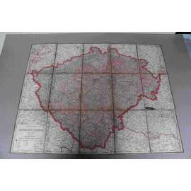 Místopisná mapa království Českého (České království, mj. Praha, Budějovice, Pardubice, Hradec Králové, LIberec, Jablonec, Děčín, Plzeň, Tábor, Kladno, Písek)