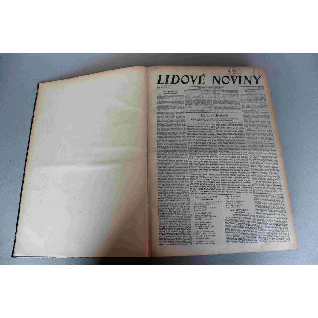 Lidové noviny 1939, roč. 47 (leden-únor) (druhá republika, deník, druhá světová válka, mj. Lidskost Karla Čapka, Velká naděje presidenta republiky [Hácha], Mnichov nezajistil mír, Chamberlain v Londýně, Papež Pius XI. zemřel)