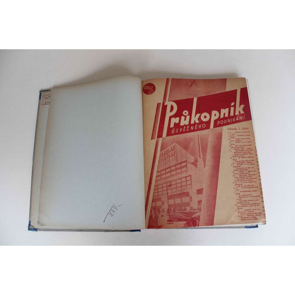 Průkopník úspěšného podnikání 1936 (časopis, měsíčník, obchod, Baťa, mj. Myšlenky T. G. Masaryka o práci, Znáte hru čísel ve svém podniku?, Dobrá reklama oživuje zboží, Průmysly budoucnosti)