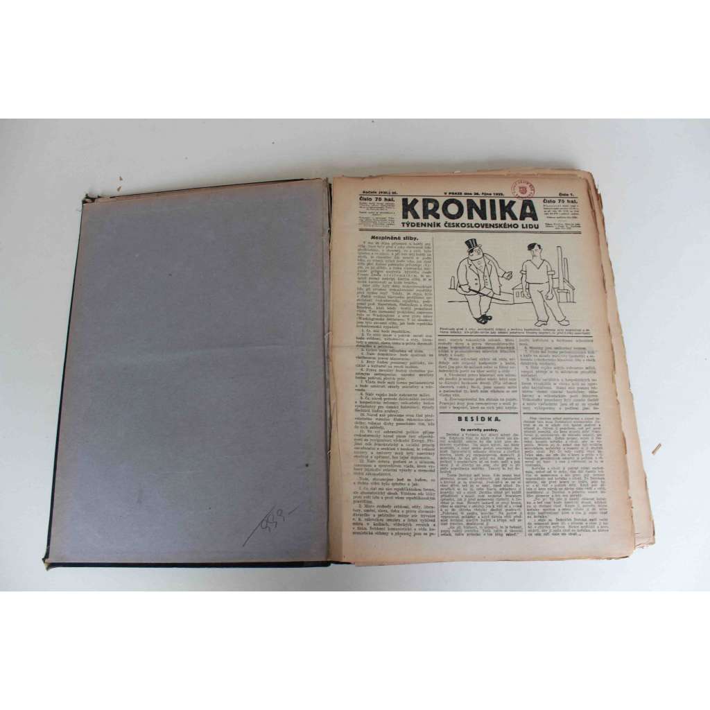 Kronika. Týdenník československého lidu 1922-1923 (časopis, týdeník, první republika, mj. K pátému výročí ruské revoluce, Atentát na Rašína, Komunistický sjezd v Praze, Hus a Tábor)
