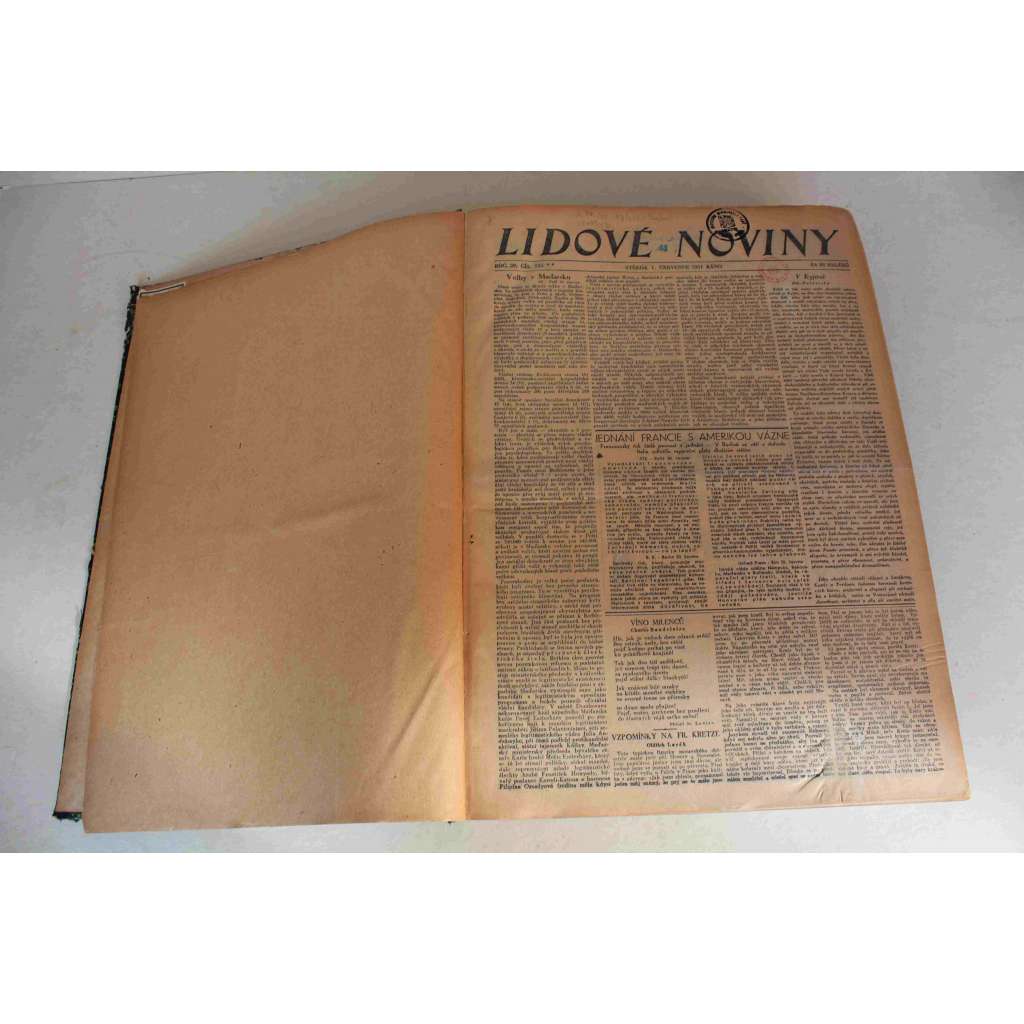 Lidové noviny 1931, roč. 39 (červenec-září) (deník, první republika, mj. O úvěrovou pomoc Německu, Přijede Gandhí do Londýna?, K. Čapek - Obrázky z Holandska, Hugenberg u Hindenburga, Al Capone)