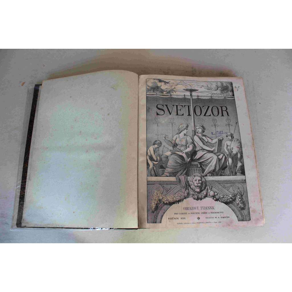 Světozor 1896, roč. XXX (časopis, týdeník, poezie, beletrie, umění, mj. V. Štech - U tří bláznů; Z. Winter - pro čest řemesla; Prokop Diviš, Egyptské obrazy; K plitvickým jezerům; ilustrace Braunerová, Jansa, Mucha, Marold, Preisler)