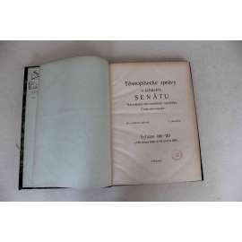 Těsnopisecké zprávy o schůzích senátu Národního shromáždění republiky Československé 1938. Schůze 109-119 (senát, první republika, tisky, zákony, dopravní značky, rozpočet; polokožená vazba - vazba kůže)