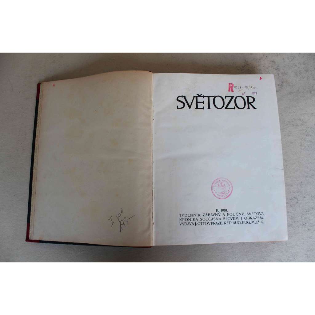 Světozor. Obrazový týdenník 1910 (časopis, fotografie, kultura, mj. K. Mašek - Assisi, F. X. Harlas - Julius Mařák, Blériot -letectví, Návštěva Mladoturků v Praze, Návrh J. Kouly na prokopání stráně letenské)