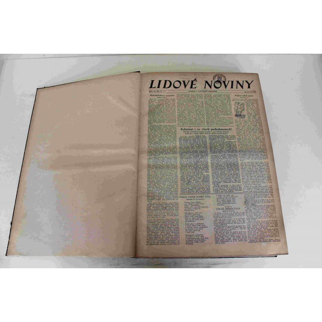 Lidové noviny 1936, roč. 44 (listopad-prosinec) (deník, první republika, mj. Král Carol v Brně a v Bratislavě, Američané dnes volí presidenta [Roosevelt], Anglie a Německo, Maginotova linie, Občanská válka Španělsko, král Edvard - abdikace)