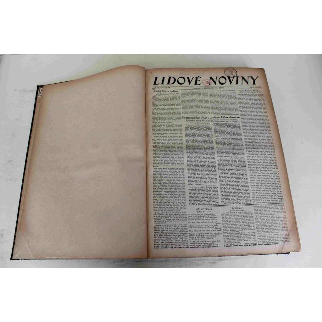 Lidové noviny 1934, roč. 42 (listopad-prosinec) (deník, první republika, mj. Německo-francouzský spor o Sársko, K. Čapek - Jazyk, Soči, New Deal, Turecko opět v Evropě [Atatürk], Hromadné popravy v SSSR)