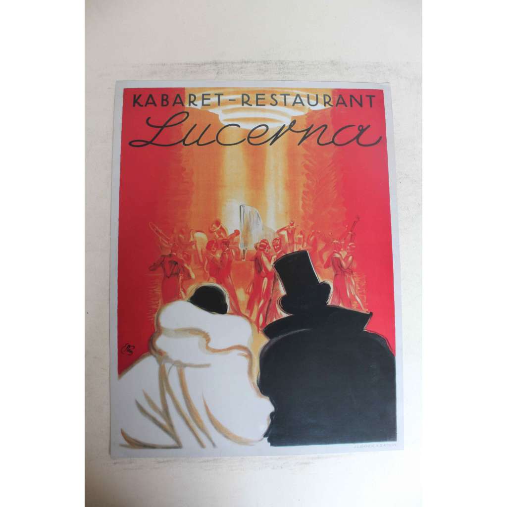 Kabaret restaurant Lucerna (barevná litografie cca 1928; Praha, reklama, reklamní plakát, první republika)