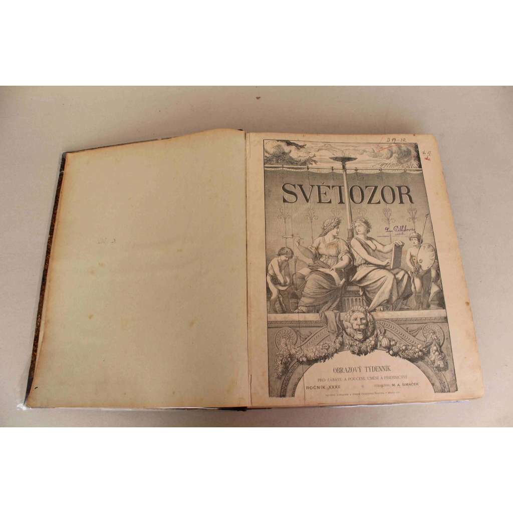Světozor 1898, roč. XXXII. (časopis, týdeník, beletrie, poezie, umění, mj. A. Heyduk - Z denníku tulákova; F. K. Hejda - G. Verdi; Č. Zíbrt - Libušini poslové u Přemysla; K. M. Čapek - J. Navrátil, Souborná výst. A. Muchy)