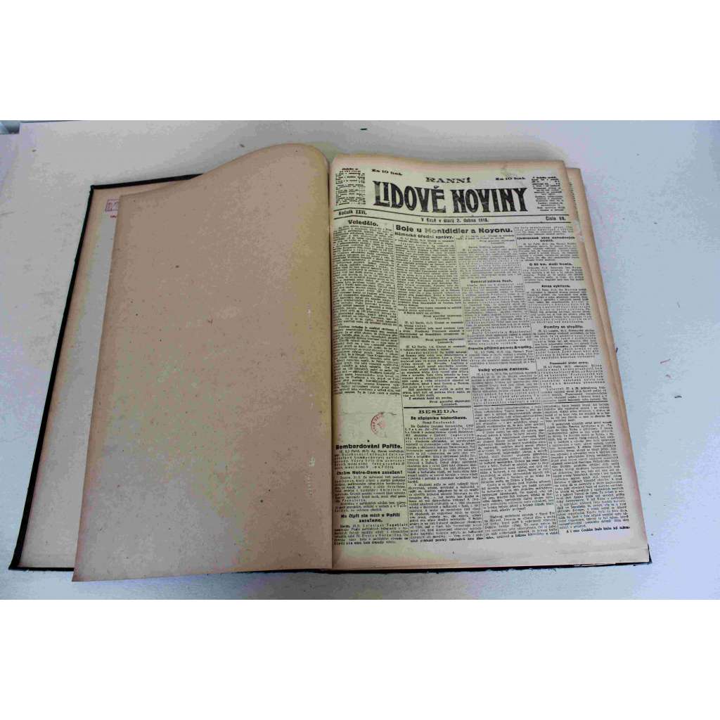 Lidové noviny 1918, roč. 26 (duben-červen) (deník, první světová válka, mj. Výklady hraběte Czernina, Boje u Albertu a na Sommě, Velké boje u Arrasu, Svátek Národa, Německé ponorky, Zásobovací krise)