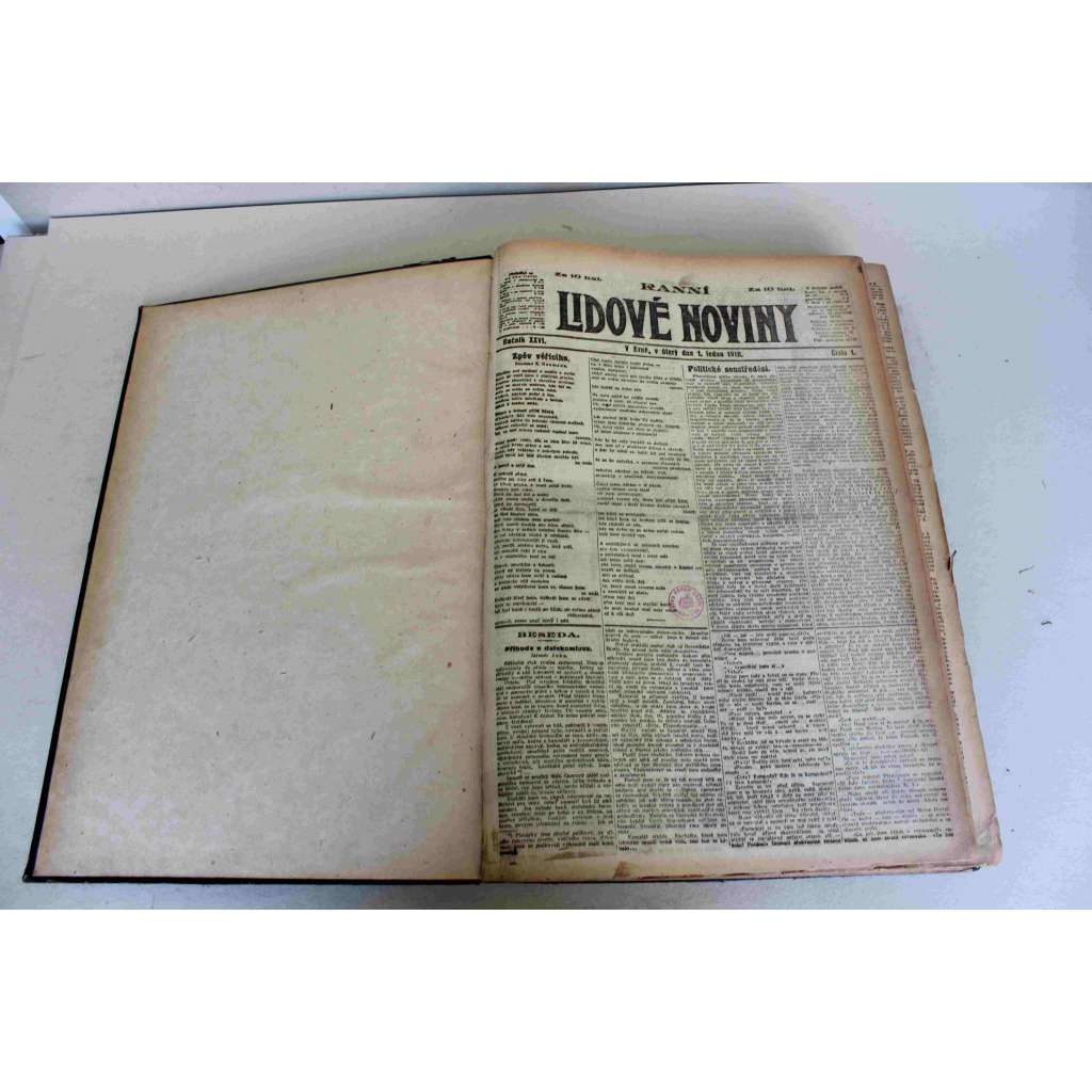 Lidové noviny 1918, roč. 26 (leden-březen) (deník, první světová válka, mj. Brestlitevský mír, Naděje na mír, Pichon a Churchill o válce a míru, Dělnické mírové hnutí, Občanská válka v Rusku [Lenin, Trocký], Stávkové hnutí v Berlíně)