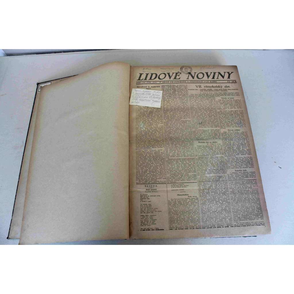 Lidové noviny 1920, roč. 28 (červenec-září) (deník, první republika, mj. Všesokolský slet, Poláci doznávají porážku, R. Těsnohlídek - Vzpomínáme, Husův den, Rusko-polská válka, Bolševici překročili Berezinu, Kolčakův pád) Lidové noviny 1920, roč. 28 (červenec-září) (deník, první republika, mj. Všesokolský slet, Poláci doznávají porážku, R. Těsnohlídek - Vzpomínáme, Husův den, Rusko-polská válka, Bolševici překročili Berezinu, Kolčakův pád)