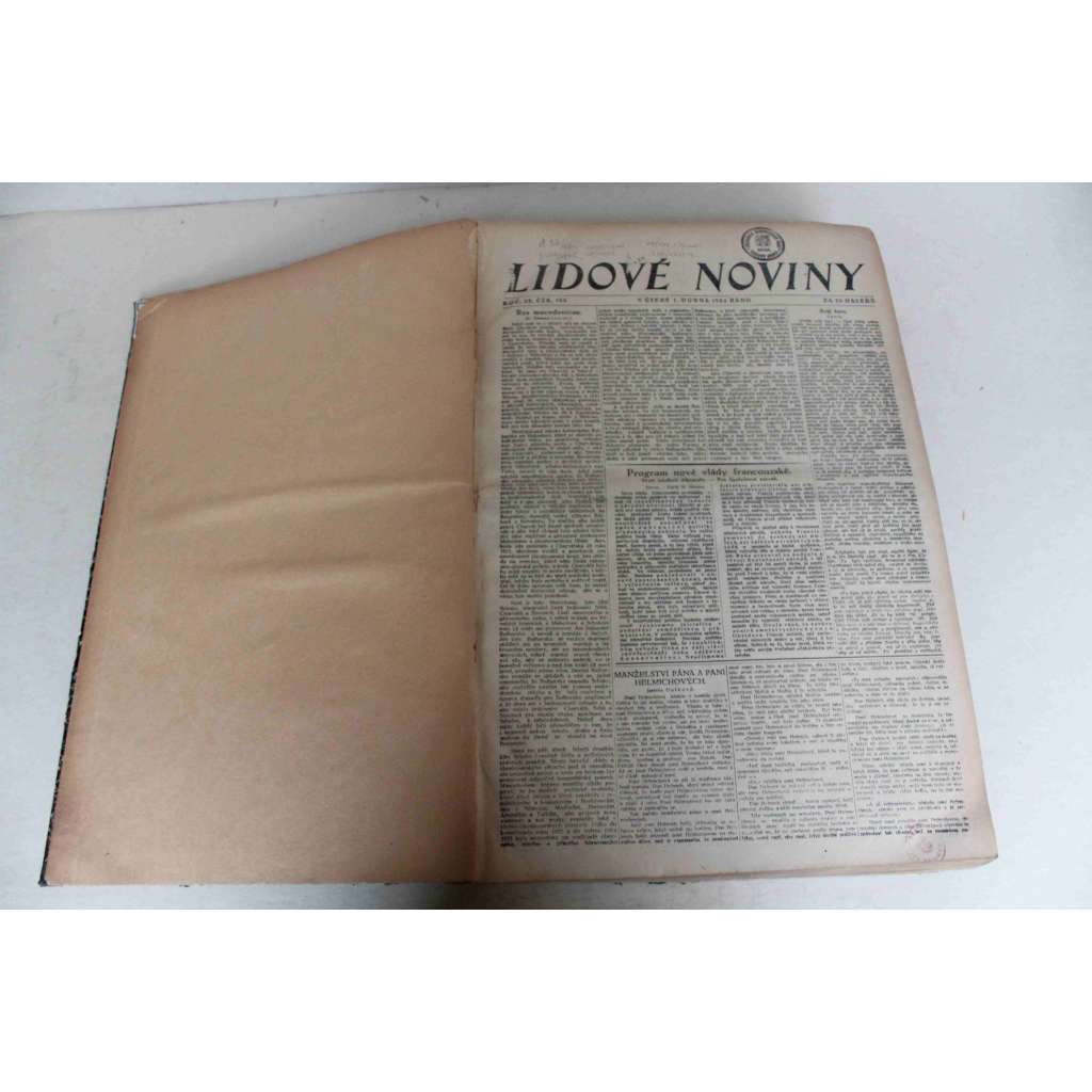 Lidové noviny 1924, roč. 32 (duben-červen) (deník, první republika, mj. K. Čapek - Krakatit, O vojenskou kontrolu v Německu, Lenin o komunismu, J. Čapek - Kutná Hora v květu, Německá otázka v ČSR, A zase Irsko)