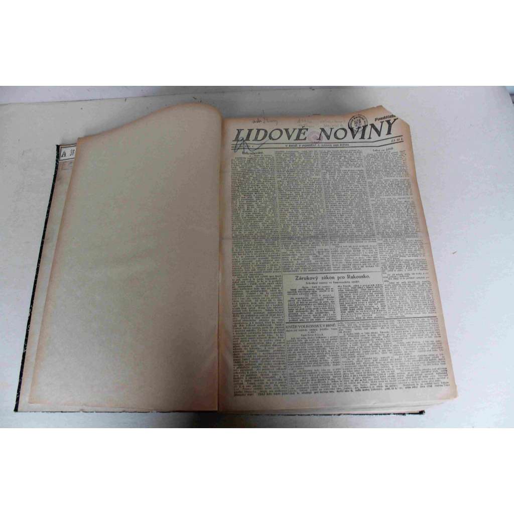 Lidové noviny 1923, roč. 31 (leden-březen) (deník, první republika, mj. Francouzský a britský reparační program, Předběžný mír v Lausanne? [Turecko], Atentát Rašín, Ministr Rašín mrtev, Boj o Klajpedu, Francouzi v Porúří)