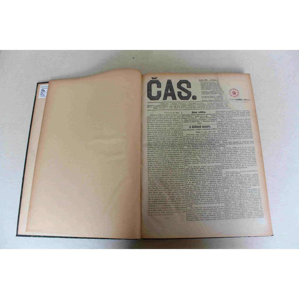 Čas. List věnovaný veřejným otázkám 1912, roč. XXVI (listopad) (noviny, deník realistů - Herben, Masaryk, Cyril Dušek ad., mj. Balkánská válka, Turecko, Řecko, Sbrsko; Wilson-Roosevelt-Taft; Spor Srbsko-rakouský)