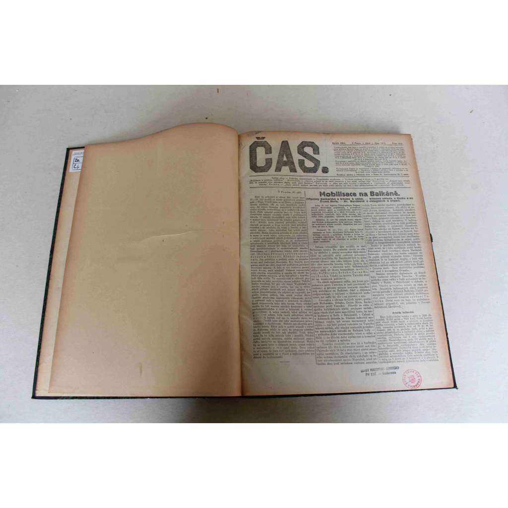 Čas. List věnovaný veřejným otázkám (říjen) 1912, ročník XXVI [noviny, deník realistů - Herben, Masaryk, Cyril Dušek ad., mj. Mobilisace na Balkáně, Balkánské války, Nový pražský vodovod, Válka Itálie s Tureckem, Výstava Sursum)