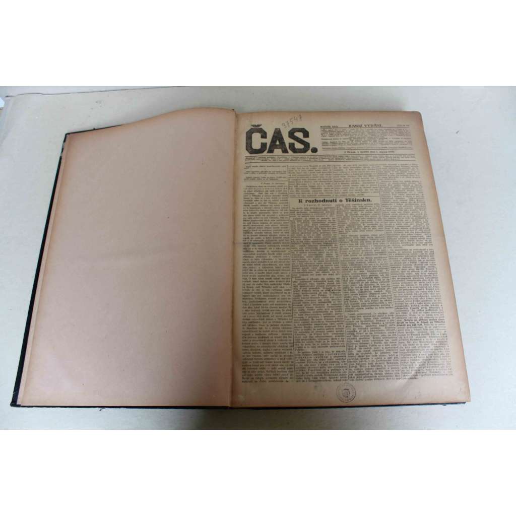 Čas. List věnovaný veřejným otázkám 1920, roč. XXX (srpen-září) [noviny, deník realistů - Herben, Masaryk, Cyril Dušek ad., mj. Těšínsko, Polsko-ruská válka, Hranice Hlučínska, Anglie a Francie, Horthyovská propaganda u nás a v Rakousku)
