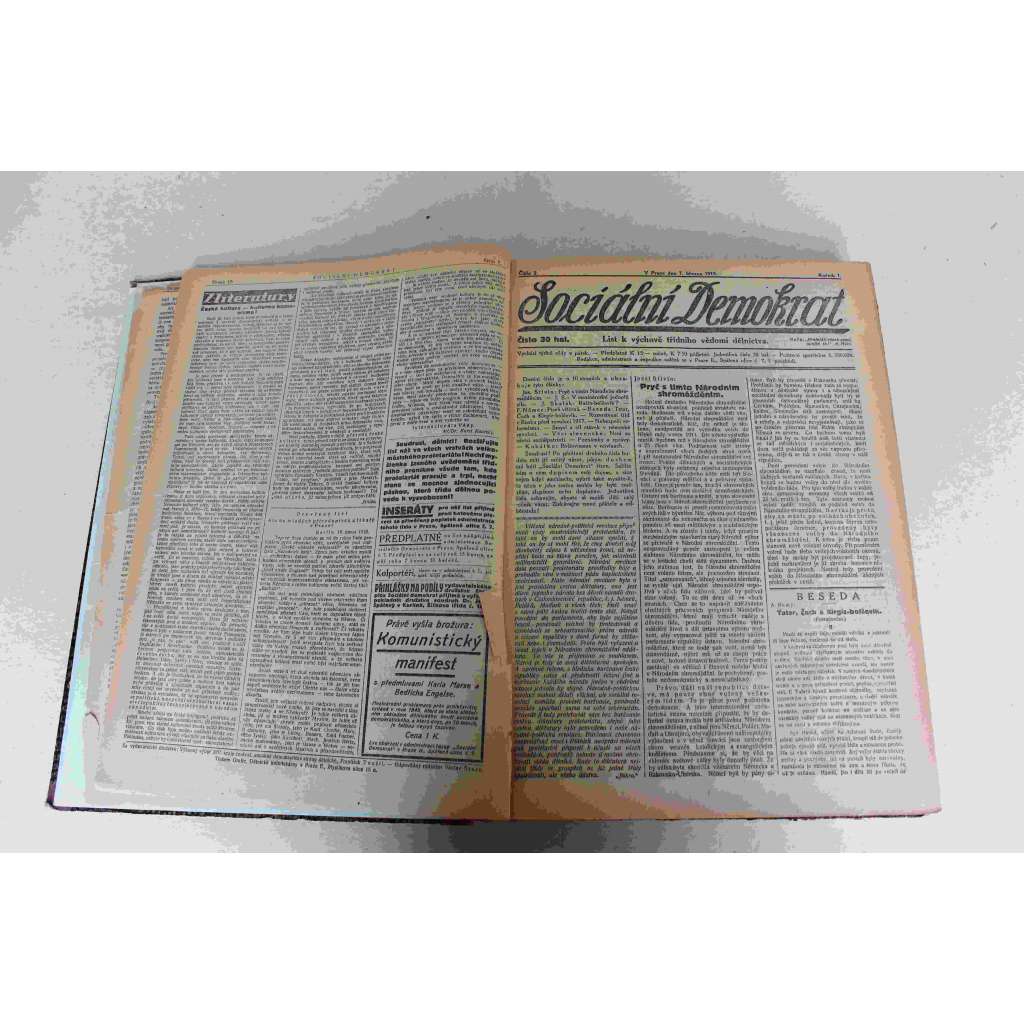 Sociální Demokrat 1919-1920, roč. I. (únor-únor) (noviny, deník, první republika, mj. Tatar, Čech a Kirgiz-bolševik, Pravda o ruské revoluci, Byl K. Marx německým nacionálem?, Pozdrav poraženým v Budapešti, Zbahnění revoluce)