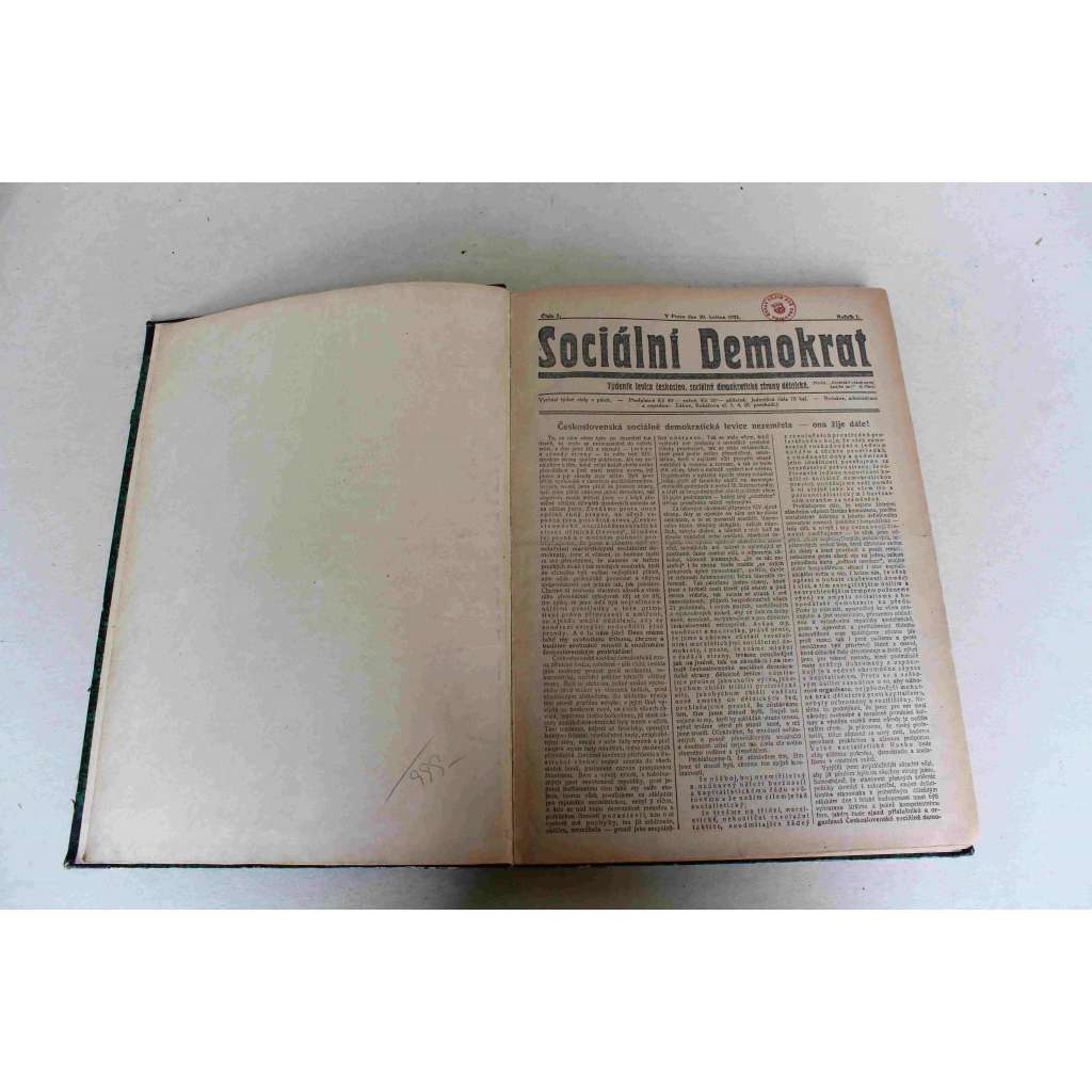 Sociální demokrat 1921-1922, roč. I (květen) (noviny, první republika, mj. KSČ zakazuje volnost myšlení a potírá proletářskou demokracii, Výstava družstevní práce v Praze; Masaryk, Kramář, Komunistická strana,; Výročí ruské revoluce)
