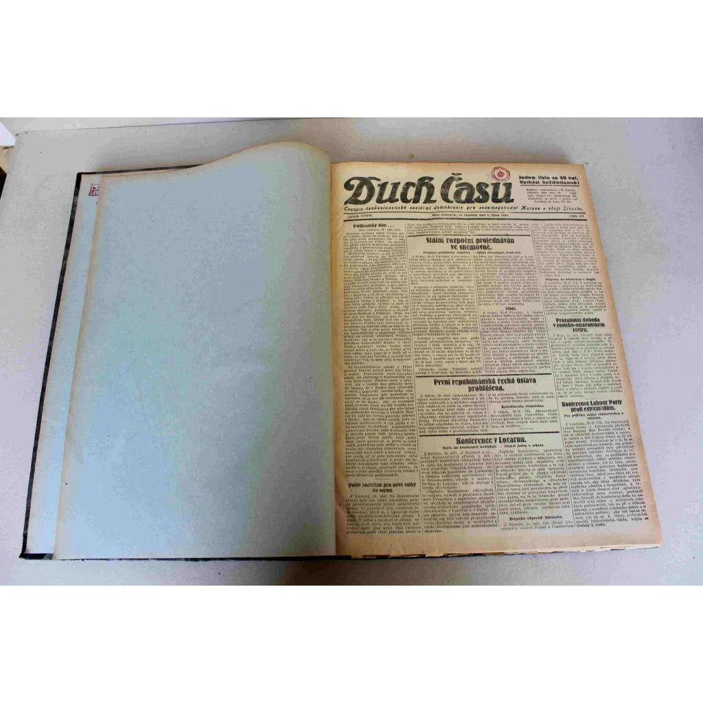 Duch Času. Časopis Československé sociální demokracie pro Moravu a obojí Slezsko 1925, roč. XXVII (noviny, Sociální demokracie, první republika, mj. Konference v Locarnu, Výbuch v Paskově, Volby 1925, Koho budou ženy volit?)