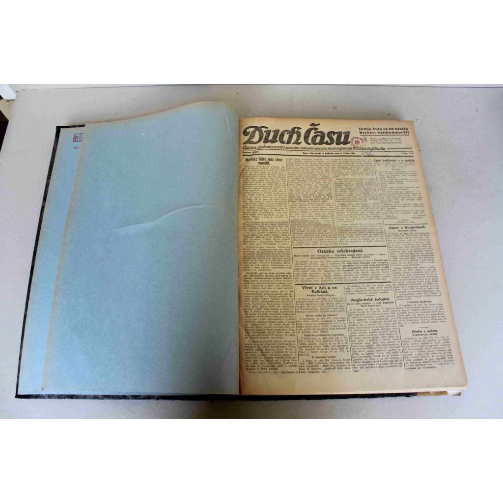 Duch Času. Časopis Československé sociální demokracie pro Moravu a Slezsko 1921, roč. XXIII. (Sociální demokracie, první republika, mj. Otázka odzbrojení, President Masaryk v Plzni, Bankrot bolševické politiky v Rusku, Oslava 28. října)