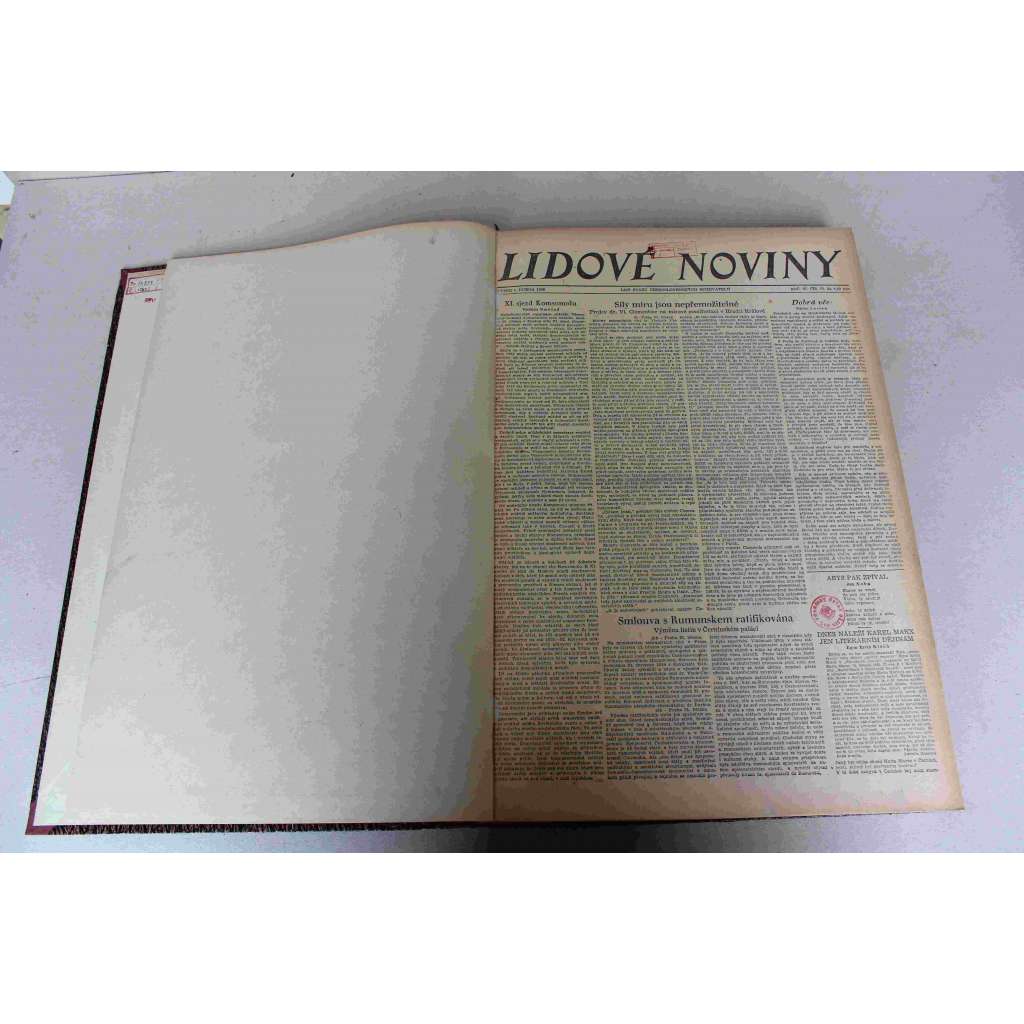 Lidové noviny 1949, roč. 57 (duben-červen) (deník, komunismus, mj. Velikonoční mír, Sovětské prohlášení o Berlínu, 1. máj, Den vítězství - devátý květen, Zákon o Národní galerii, R. Slánský - Kupředu k vybudování socialismu u nás)
