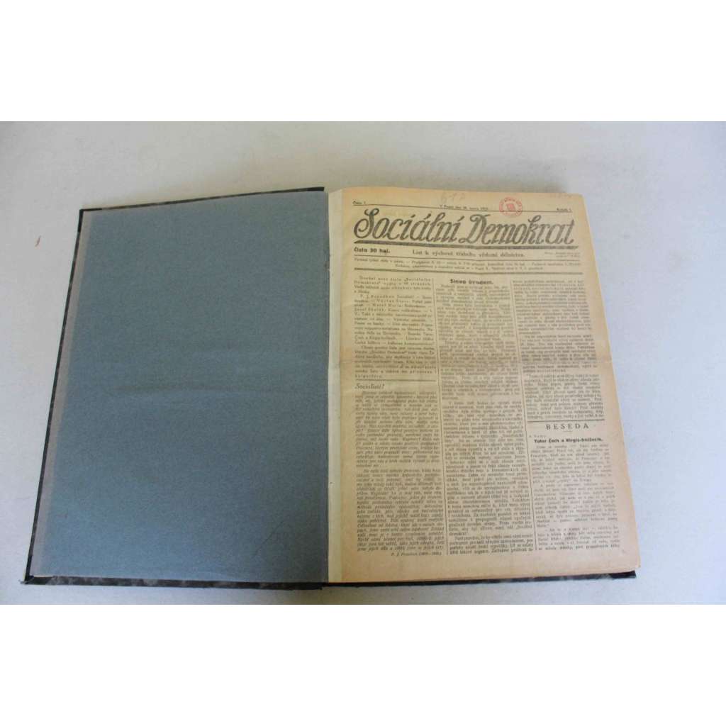 Sociální Demokrat 1919-1920, roč. I. (únor) (noviny, deník, první republika, mj. Pravda o ruské revoluci; Tatar, Čech a Kirgiz-bolšvik, POzdrav poraženým v Budapešti, Marxismus a marxobijci, Zbahnění revoluce, 28. října)