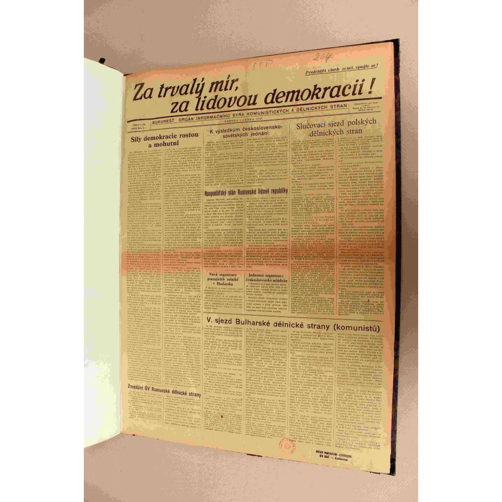 Za trvalý mír, za lidovou demokracii. Orgán Informačního byra komunistických stran 1949 (časopis, KSČ, komunismus, mj. Dílo Leninovo je nesmrtelné, Konference SED, Výročí února 1948, Tito - Jugoslavie, Mao Ce Tung)