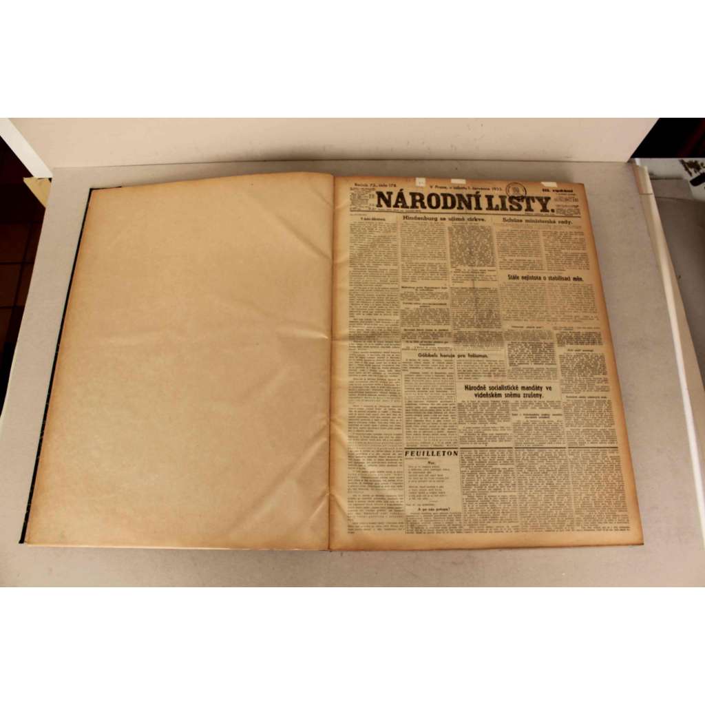 Národní listy 1933, roč. 73 (červenec-září) (noviny, deník, první republika, mj. Hindenburg se ujímá církve, Hitlerovci volají po přípojení Hlučínska k Německu, Hus - Cyrill-Methoděj, Henderson u Hitlera, Kdo zapálil? [proces-Zapálení Reichstagu])