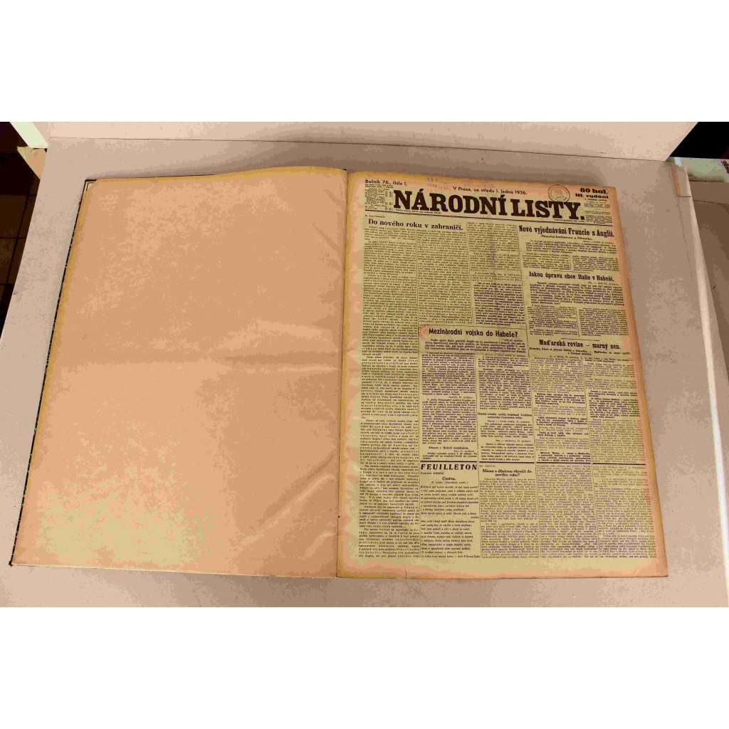 Národní listy 1936, roč. 76 (leden-březen) (noviny, deník, první republika, mj. Maďarská revise - marný sen [Trianon], Roosevelt proti diktaturám, Italsko-habešská válka, Král Eduard VIII. nastoupil, Pohřeb krále Jiřího V:, Göringova polská návštěva)