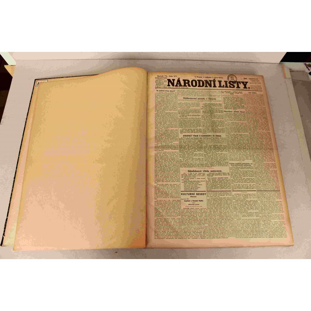 Národní listy 1932, roč. 72 (říjen-prosinec) (noviny, deník, první republika, mj. Druhá německá armáda policie, Budou ve volbách zaltačeni Hitlerovci?, Papenovo postavení je otřeseno, K 28. říjnu 1932, Papen podal demisi, Hitler do popředí)