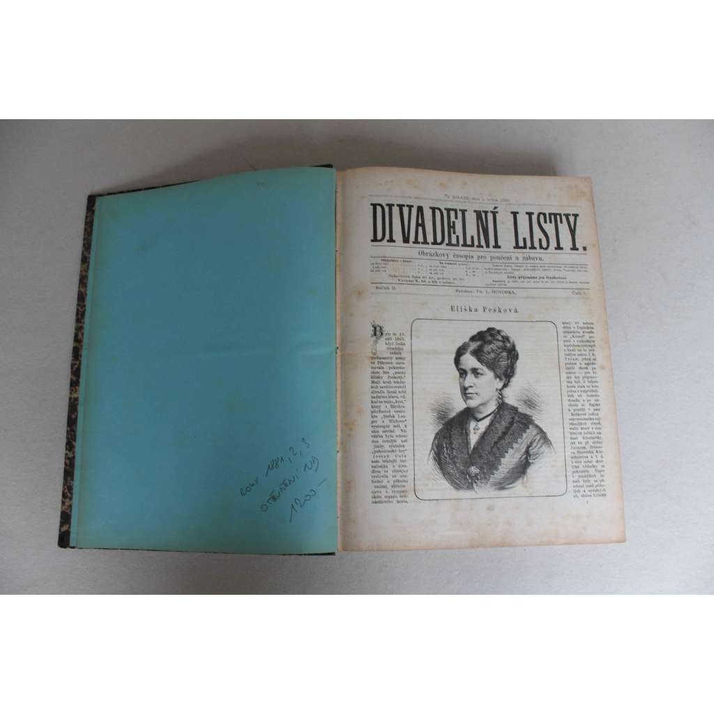 Divadelní listy 1881-1883, roč. II.-IV. (časopis, divadlo, mj. Slavnost otevření Národního divadla v Praze; J. K. Tyl, Národní divadlo a jeho správa, E. Skramlík, V. K. Klicpera)