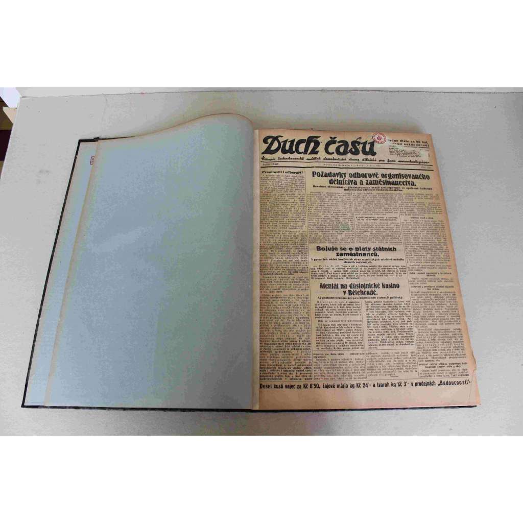Duch Času. Časopis Československé sociální demokracie pro Moravu a Slezsko 1932, roč. XXXIV. (Sociální demokracie, první republika, mj. Dvacet předáků komunistických vyloučeno [Zinověv], Bouře v Belfastu, Německo chce také zpět kolonie, 28. říjen)