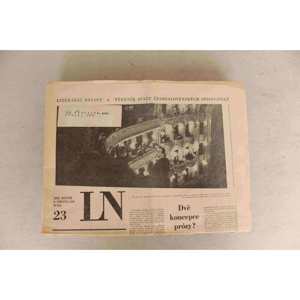 Literární noviny 1964, roč. XIII. (týdeník, literatura, kultura, umění, mj. Pražské jaro, J. Träger - Dědictví E. F. Buriana; E. Goldstücker - Kafka, oni a my; M. Kundera - Velká utopie moderního básnictví; Rozhovor s Maxem Brodem)
